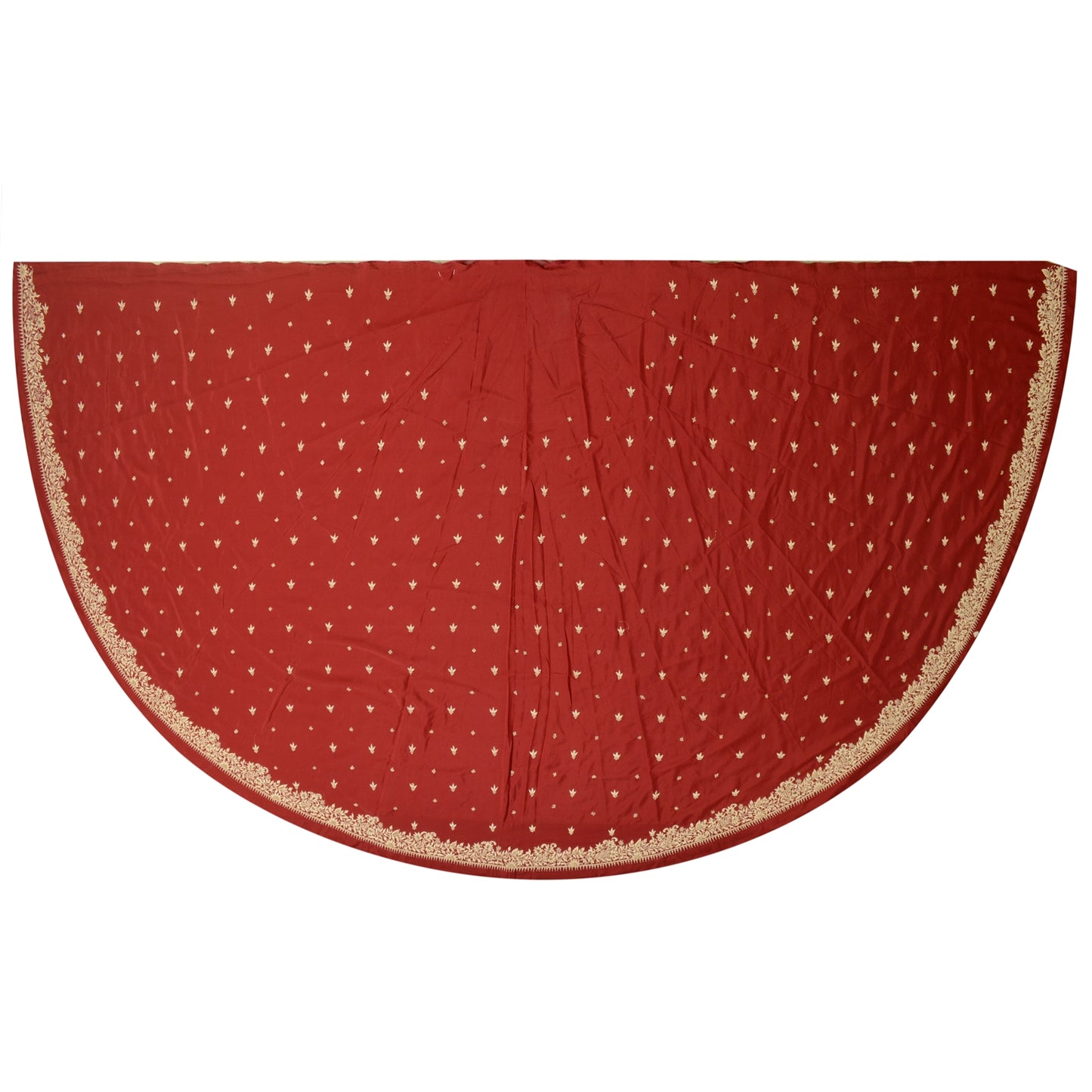 Sanskriti New Dark Red Long Skirt Pure Silk Hand Beaded Unstitched Lehenga
