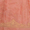 Sanskriti New Peach Pure Tissue Long Skirt Unstitched Hand Beaded Wedding Outfit