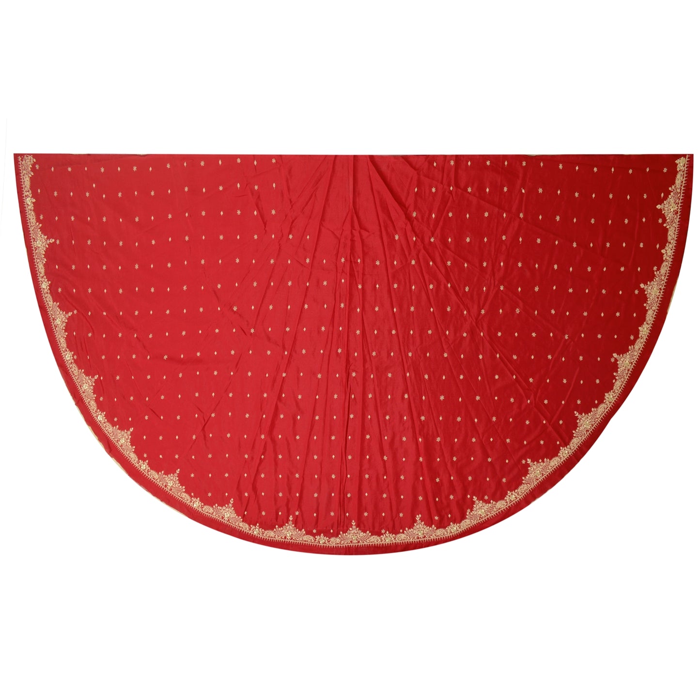 Sanskriti New Red Long Skirt Pure Silk Hand Embroidered Unstitched Lehenga