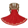 Sanskriti New Red Long Skirt Pure Silk Hand Embroidered Unstitched Lehenga
