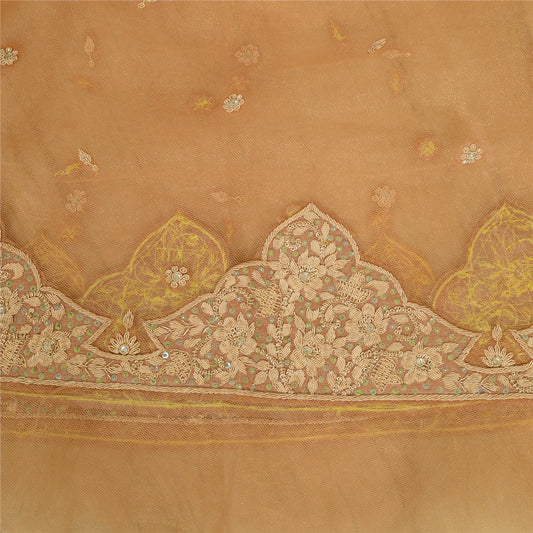 Sanskriti Peach Long Skirt Net Mesh Hand Beaded Unstitched Wedding Lehenga