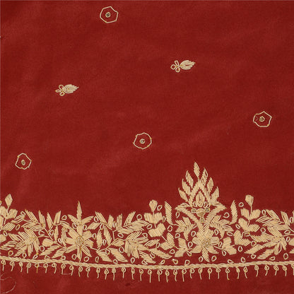 Sanskriti New Dark Red Long Skirt Pure Silk Hand Beaded Unstitched Lehenga