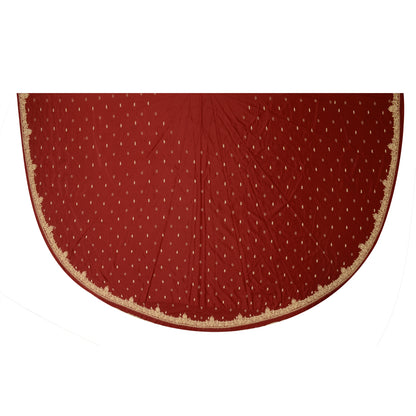 Sanskriti New Dark Red Long Skirt Pure Silk Hand Beaded Unstitched Lehenga