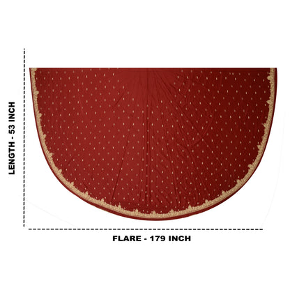 Sanskriti New Dark Red Long Skirt Pure Silk Hand Beaded Unstitched Lehenga