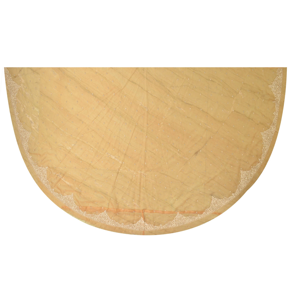 Sanskriti New Saffron Long Skirt Net Mesh Hand Beads Unstitched Zari Lehenga