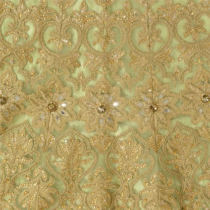 Sanskriti vintage Green Long Stitched Skirt Net Mesh Hand Beaded Party Lehenga