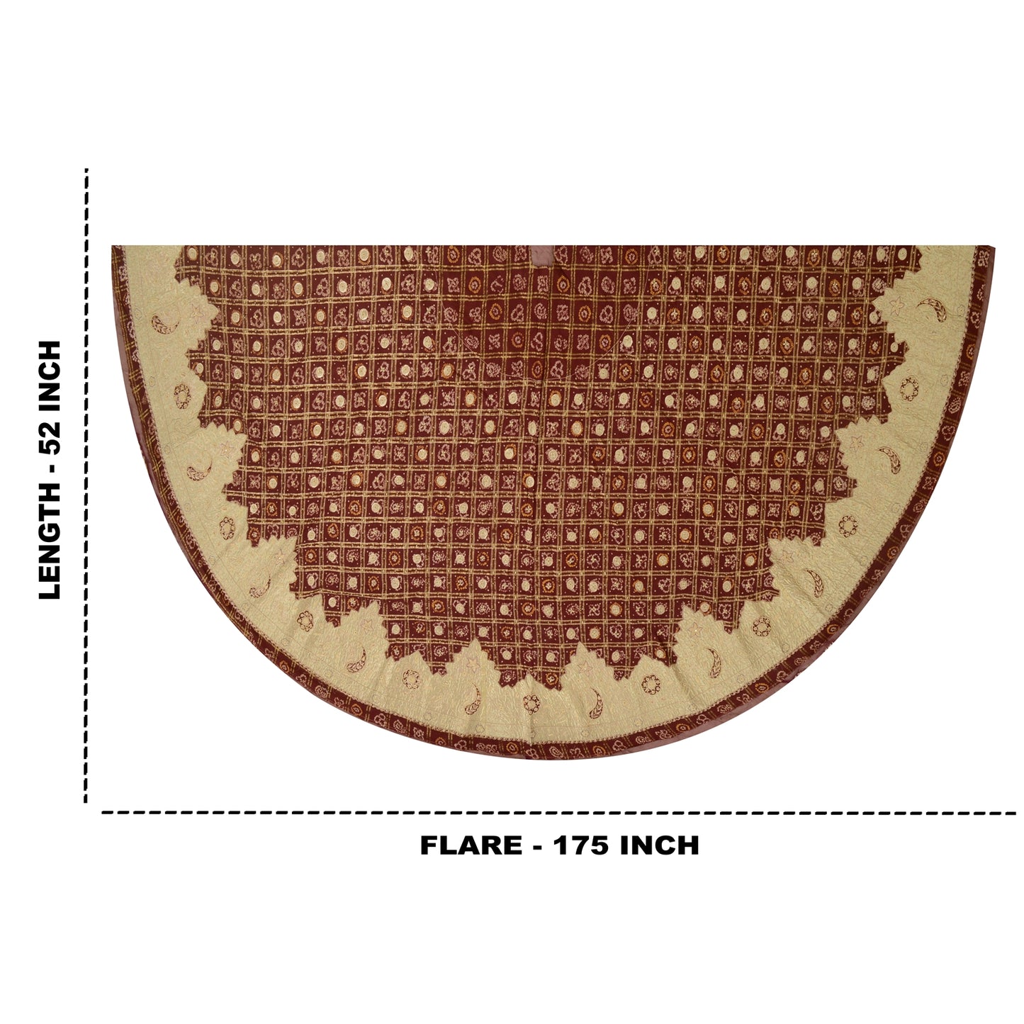 Sanskriti New Dark Red Pure Cotton Long Skirt Unstitched Hand Bead Bandhani Zari Zardozi Dabka