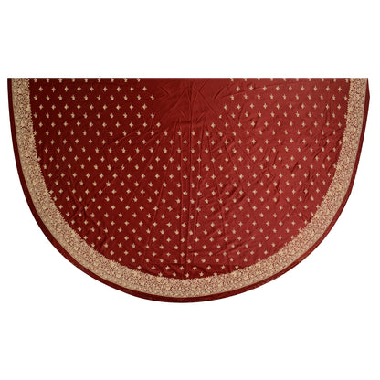 Sanskriti New Long Skirt Pure Satin Silk Hand Embroidered Unstitched Lehenga