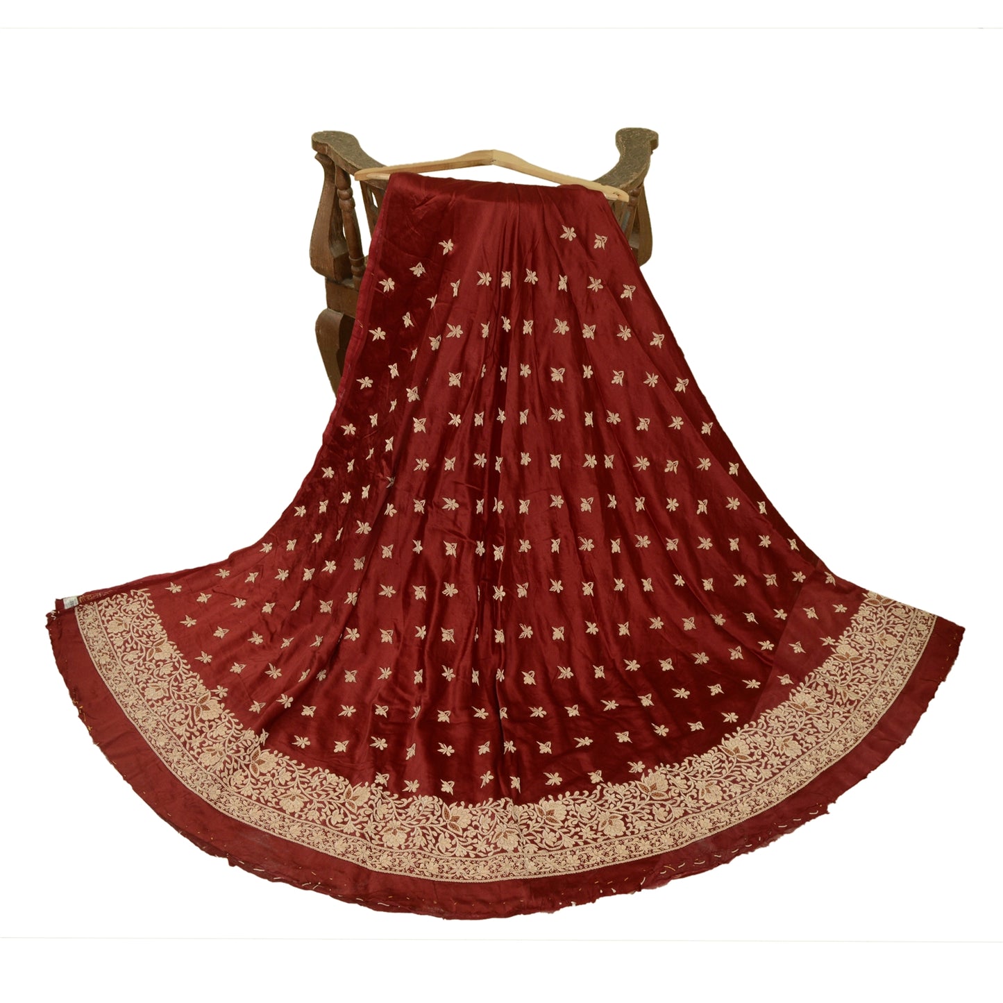 Sanskriti New Long Skirt Pure Satin Silk Hand Embroidered Unstitched Lehenga