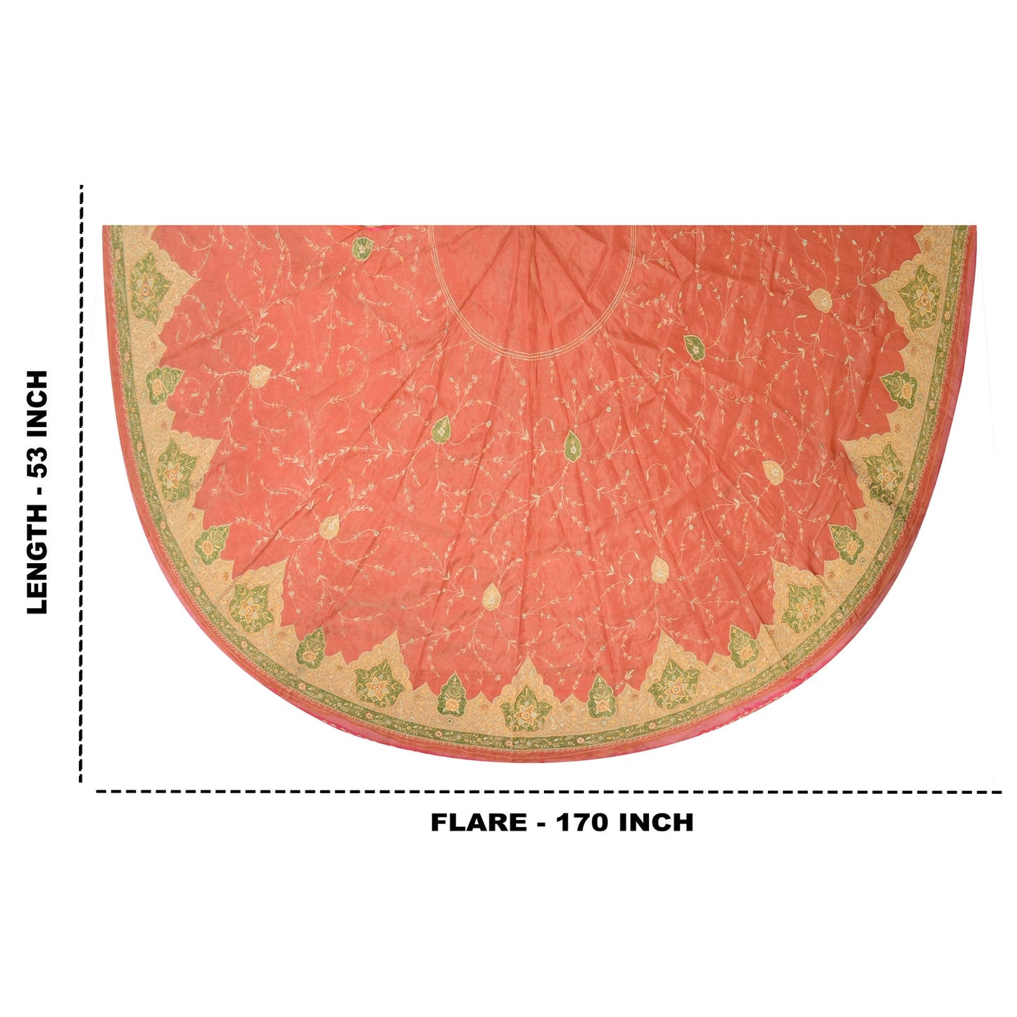 Sanskriti New Long Skirt Pure Organza Hand Embroidered Unstitched Lehenga