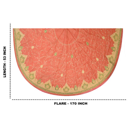 Sanskriti New Long Skirt Pure Organza Hand Embroidered Unstitched Lehenga