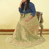 Sanskriti New Green Long Skirt Net Mesh Hand Embroidered Unstitched Lehenga