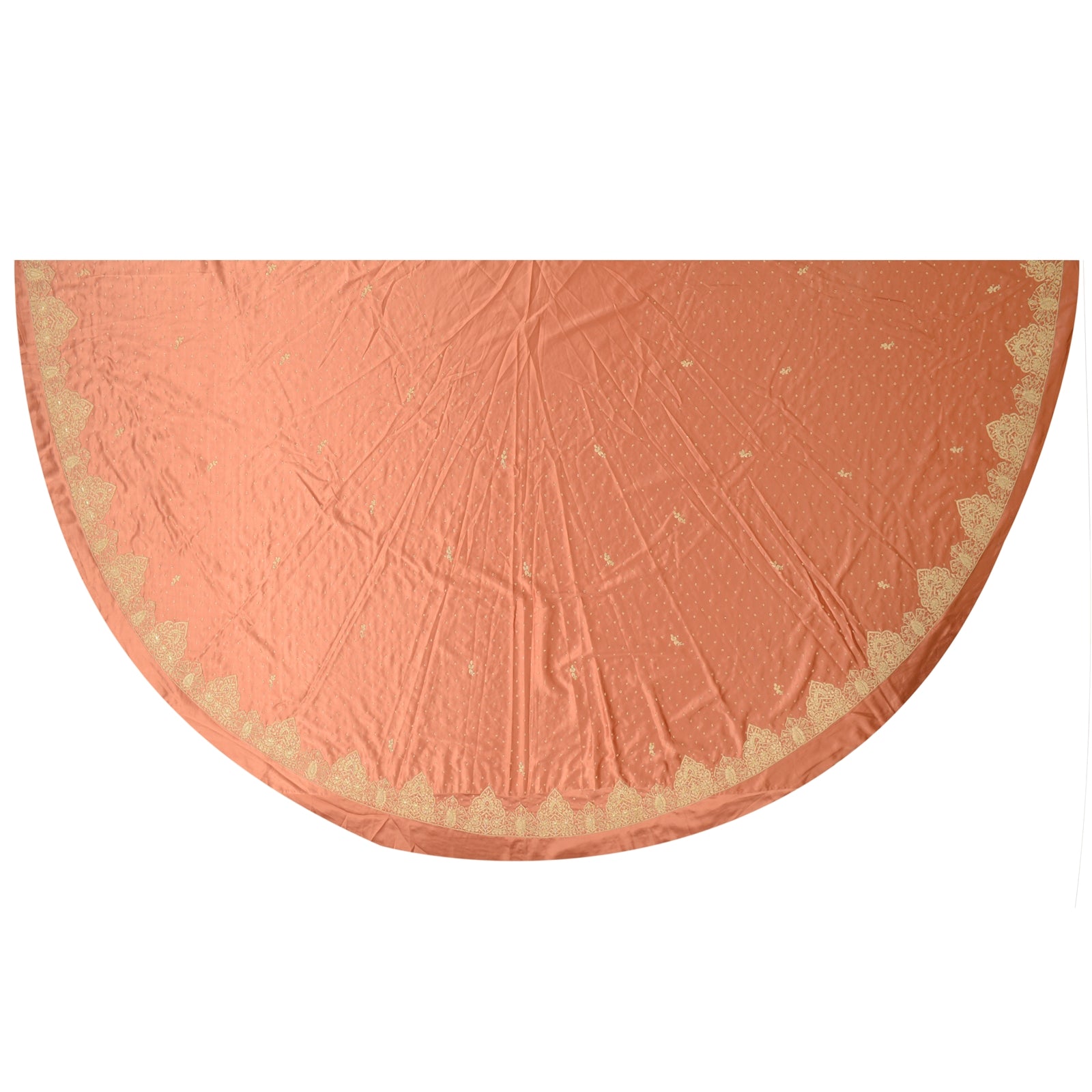 Sanskriti New Peach Pure Satin Silk Long Skirt Unstitched Hand Embroidered Zari