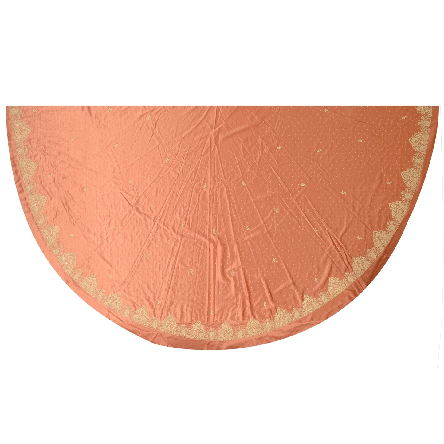 Sanskriti New Peach Pure Satin Silk Long Skirt Unstitched Hand Embroidered Zari