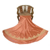 Sanskriti New Peach Pure Satin Silk Long Skirt Unstitched Hand Embroidered Zari