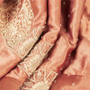 Sanskriti New Peach Pure Satin Silk Long Skirt Unstitched Hand Embroidered Zari