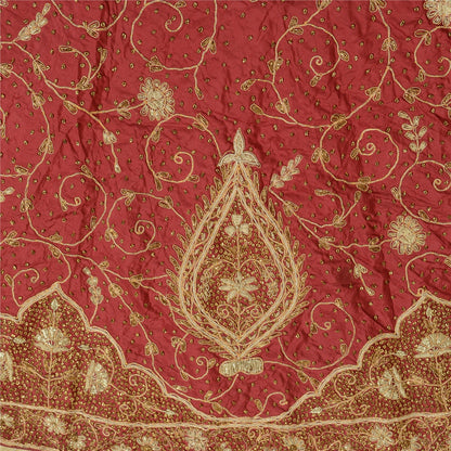 Sanskriti Vintage Dark Red Long Skirt Pure Silk Hand Embroidery Stitched Lehenga