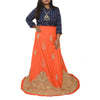 Sanskriti New Orange Long Skirt Pure Silk Hand Beaded Zari Unstitched Lehenga