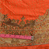 Sanskriti New Orange Long Skirt Pure Silk Hand Beaded Zari Unstitched Lehenga