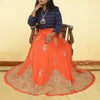 Sanskriti New Orange Long Skirt Pure Silk Hand Beaded Zari Unstitched Lehenga