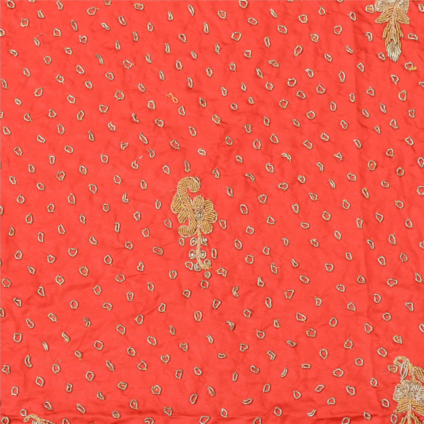 Sanskriti New Red Long Skirt Pure Silk Hand Embroidered Unstitched Lehenga