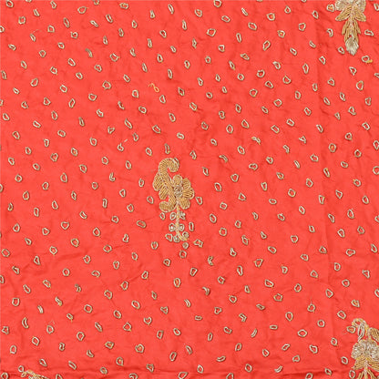 Sanskriti New Red Long Skirt Pure Silk Hand Embroidered Unstitched Lehenga