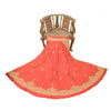 Sanskriti New Red 100% Pure Silk Long Skirt Hand Embroidered Unstitched Zardozi