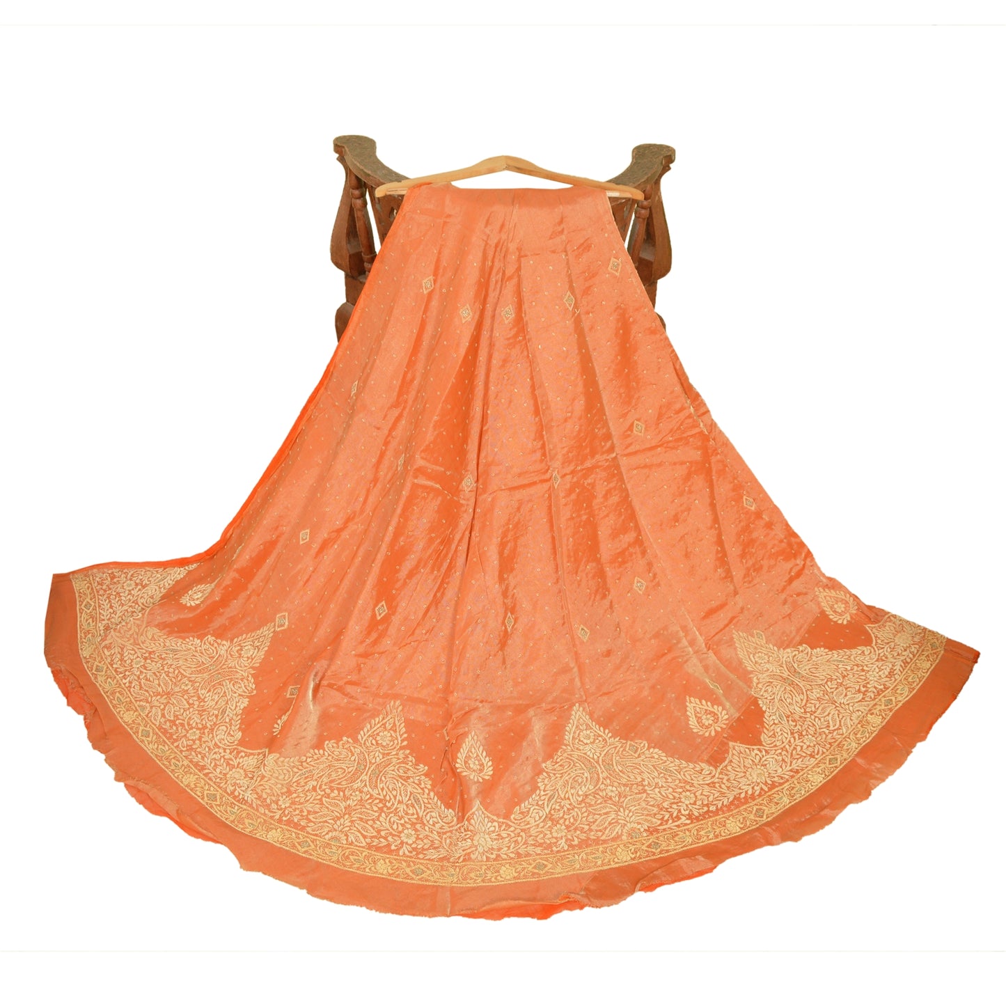 Sanskriti New Long Skirt Pure Tissue Silk Hand Embroidery Unstitched Lehenga