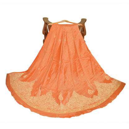 Sanskriti New Long Skirt Pure Tissue Silk Hand Embroidery Unstitched Lehenga