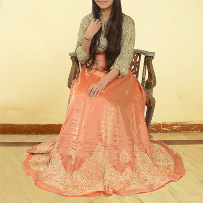 Sanskriti New Long Skirt Pure Tissue Silk Hand Embroidery Unstitched Lehenga