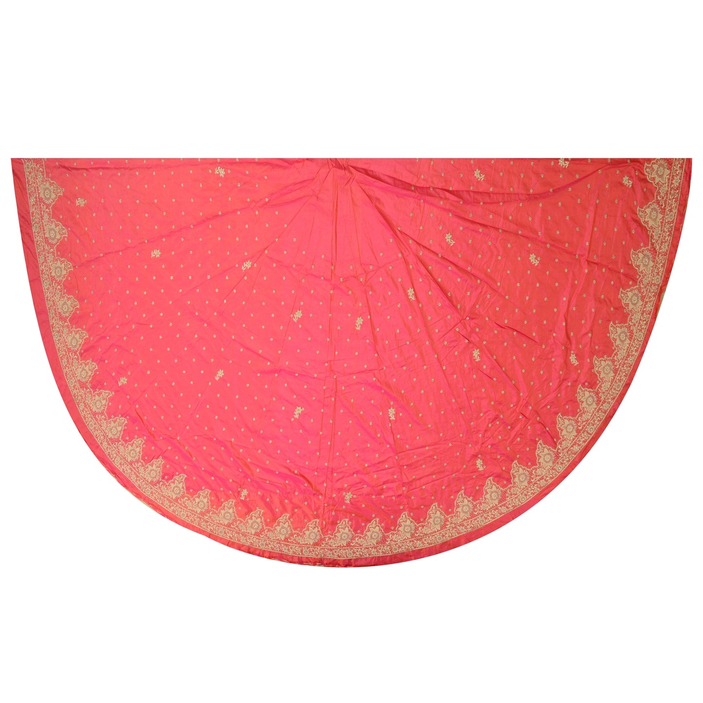 Sanskriti New Hot Pink Long Skirt Pure Silk Hand Beaded Unstitched Lehenga