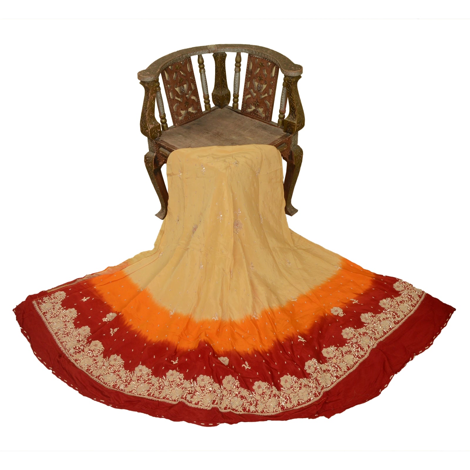 Sanskriti New Long Skirt Pure Silk Hand Embroidered Unstitched Party Lehenga