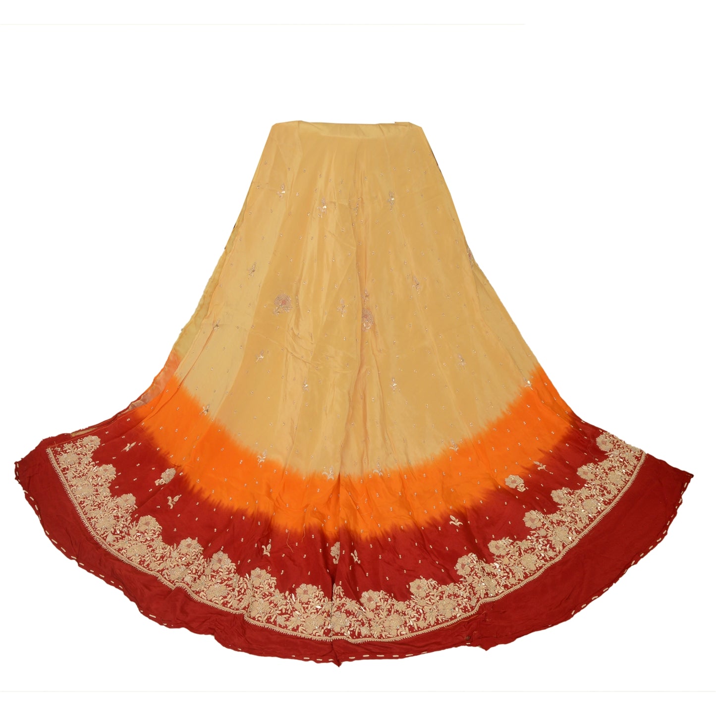 Sanskriti New Long Skirt Pure Silk Hand Embroidered Unstitched Party Lehenga