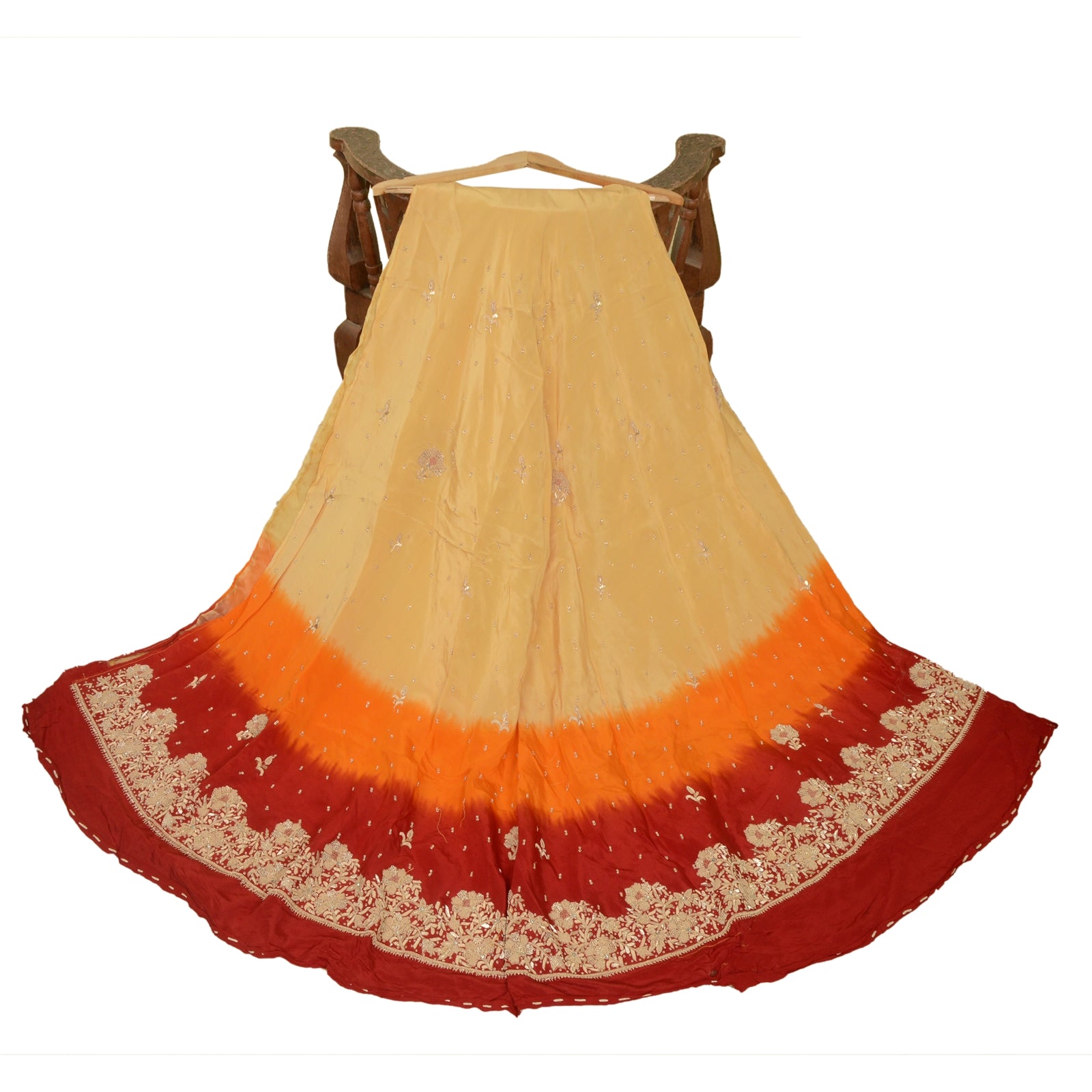 Sanskriti New Long Skirt Pure Silk Hand Embroidered Unstitched Party Lehenga