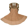 Sanskriti New Brown Pure Tissue Long Skirt Unstitched Hand Bead Antique Zardozi