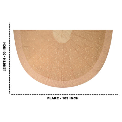 Sanskriti New Brown Pure Tissue Long Skirt Unstitched Hand Bead Antique Zardozi