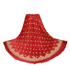 Sanskriti New Red Long Skirt Pure Satin Silk Hand Beaded Unstitched Lehenga