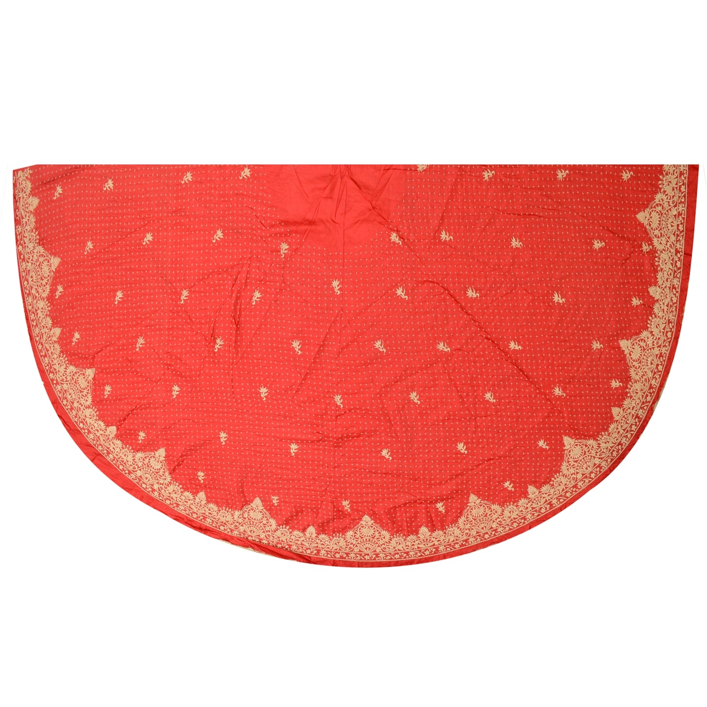 Sanskriti New Long Skirt Pure Satin Silk Hand Embroidered Unstitched Lehenga