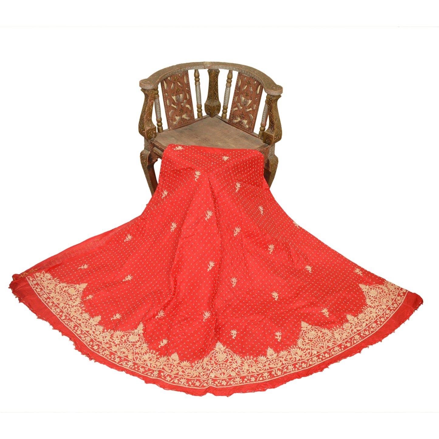 Sanskriti New Long Skirt Pure Satin Silk Hand Embroidered Unstitched Lehenga