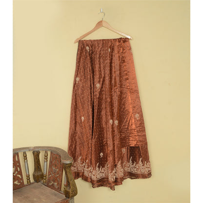 Sanskriti new Copper Long Skirt Pure Tissue Silk Handmade Unstitched Lehenga