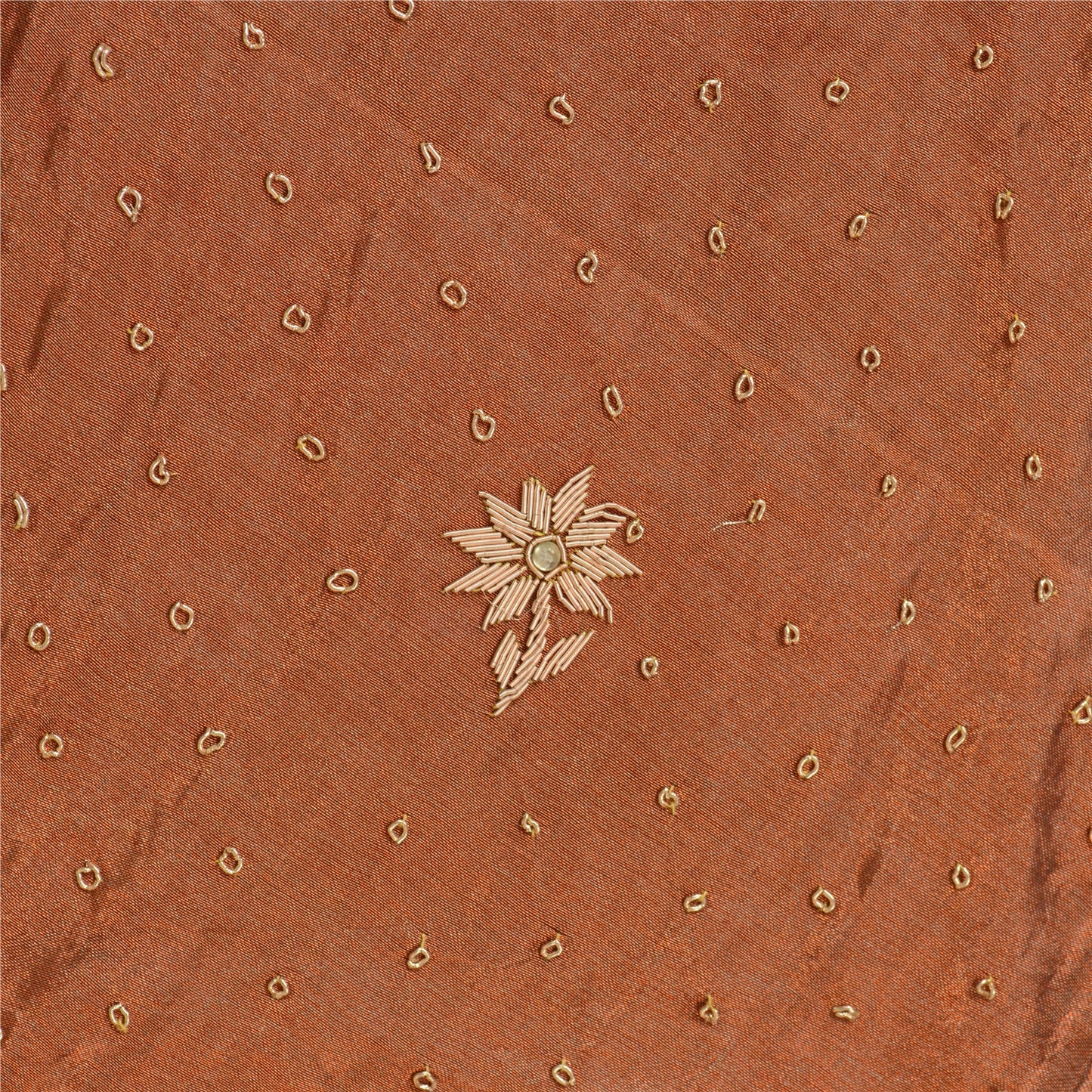 Sanskriti New Copper 100%Pure Tissue Silk Long Skirt Unstitched Handmade Wedding