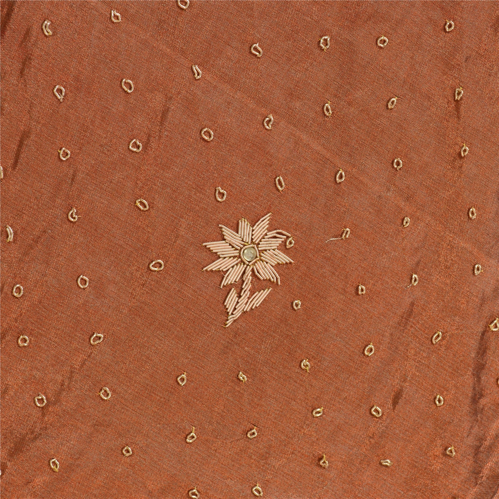 Sanskriti New Copper 100%Pure Tissue Silk Long Skirt Unstitched Handmade Wedding