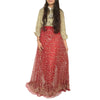 Sanskriti New Red Long Bridal Skirt Net Mesh Hand Beaded Unstitched Lehenga