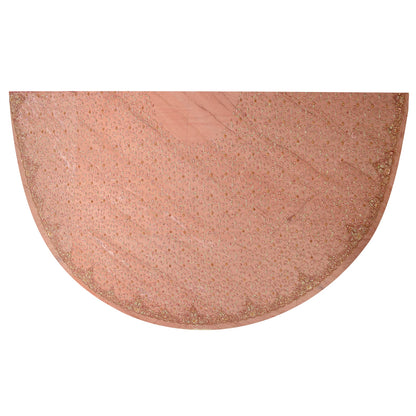 Sanskriti New Red Long Bridal Skirt Net Mesh Hand Beaded Unstitched Lehenga