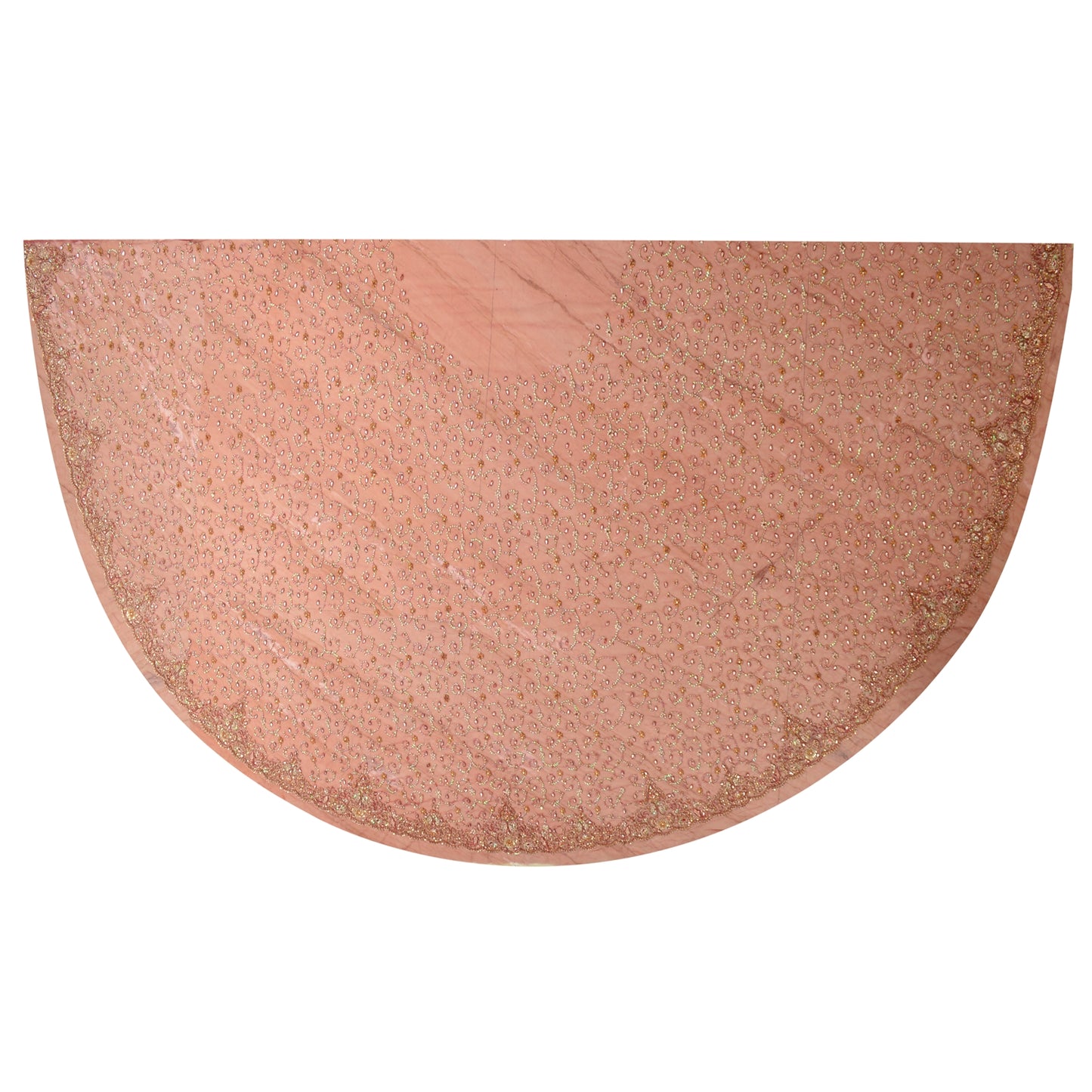 Sanskriti New Red Long Bridal Skirt Net Mesh Hand Beaded Unstitched Lehenga