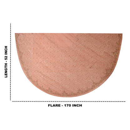 Sanskriti New Red Net Mesh Long Bridal Skirt Unstitched Hand Beaded Zardozi Zari