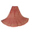 Sanskriti New Red Long Bridal Skirt Net Mesh Hand Beaded Unstitched Lehenga