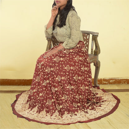 Sanskriti new Long Skirt Pure Satin Silk Hand Beaded Unstitched Lehenga