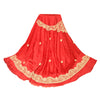 Sanskriti Vintage Red Long Skirt Pure Satin Silk Hand Beaded Unstitched Lehenga