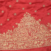 Sanskriti Vintage Red Long Skirt Pure Satin Silk Handmade Unstitched Lehenga
